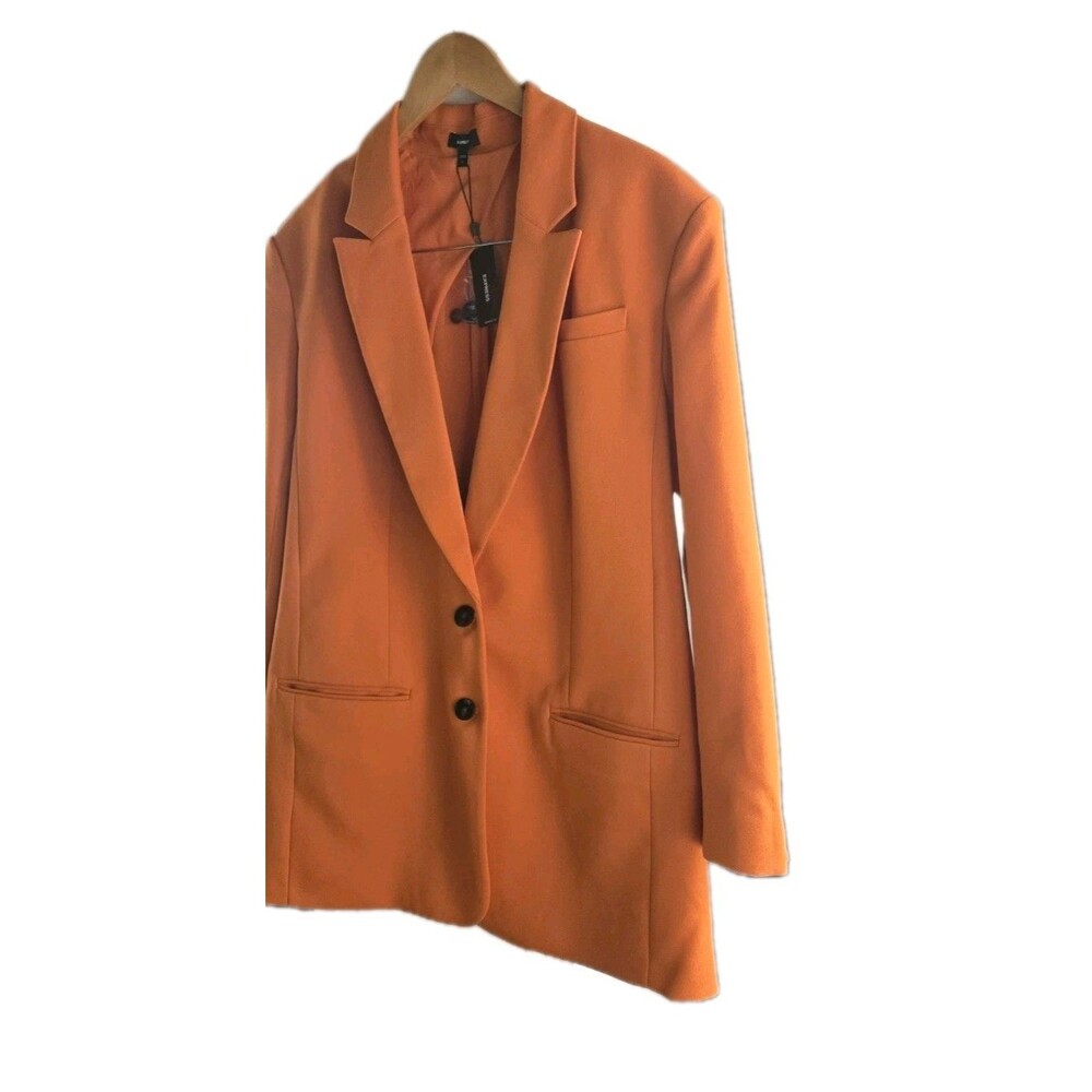 EXPRESS Twill Oversized Boyfriend Blazer Orange Two Button Size Large NWT - Picture 5 of 10